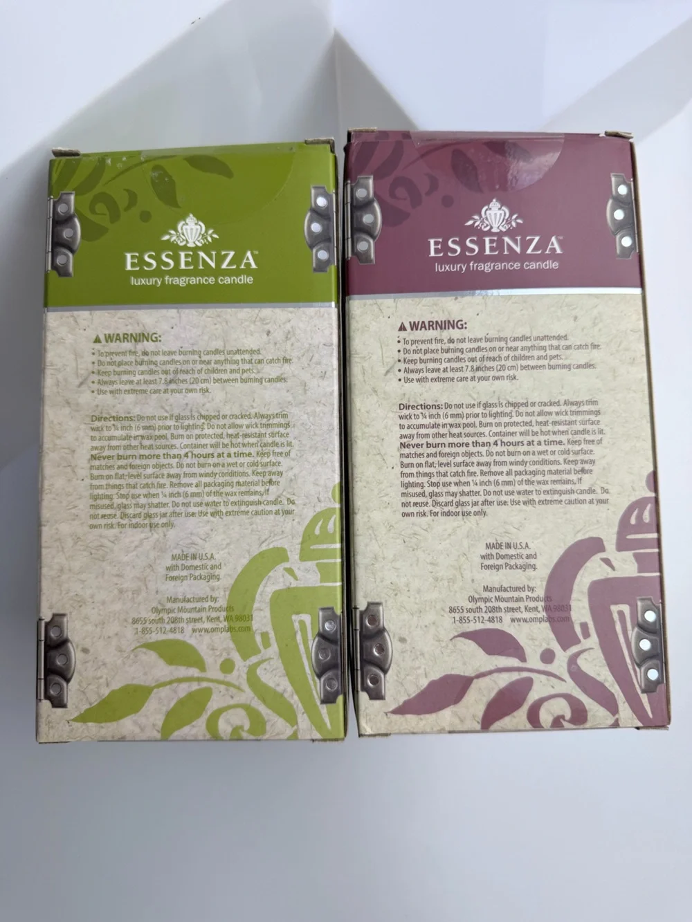 NWT Essenza Luxury Candles Set of 2 Mahogany & Teakwood | Pomegranate & Apple
